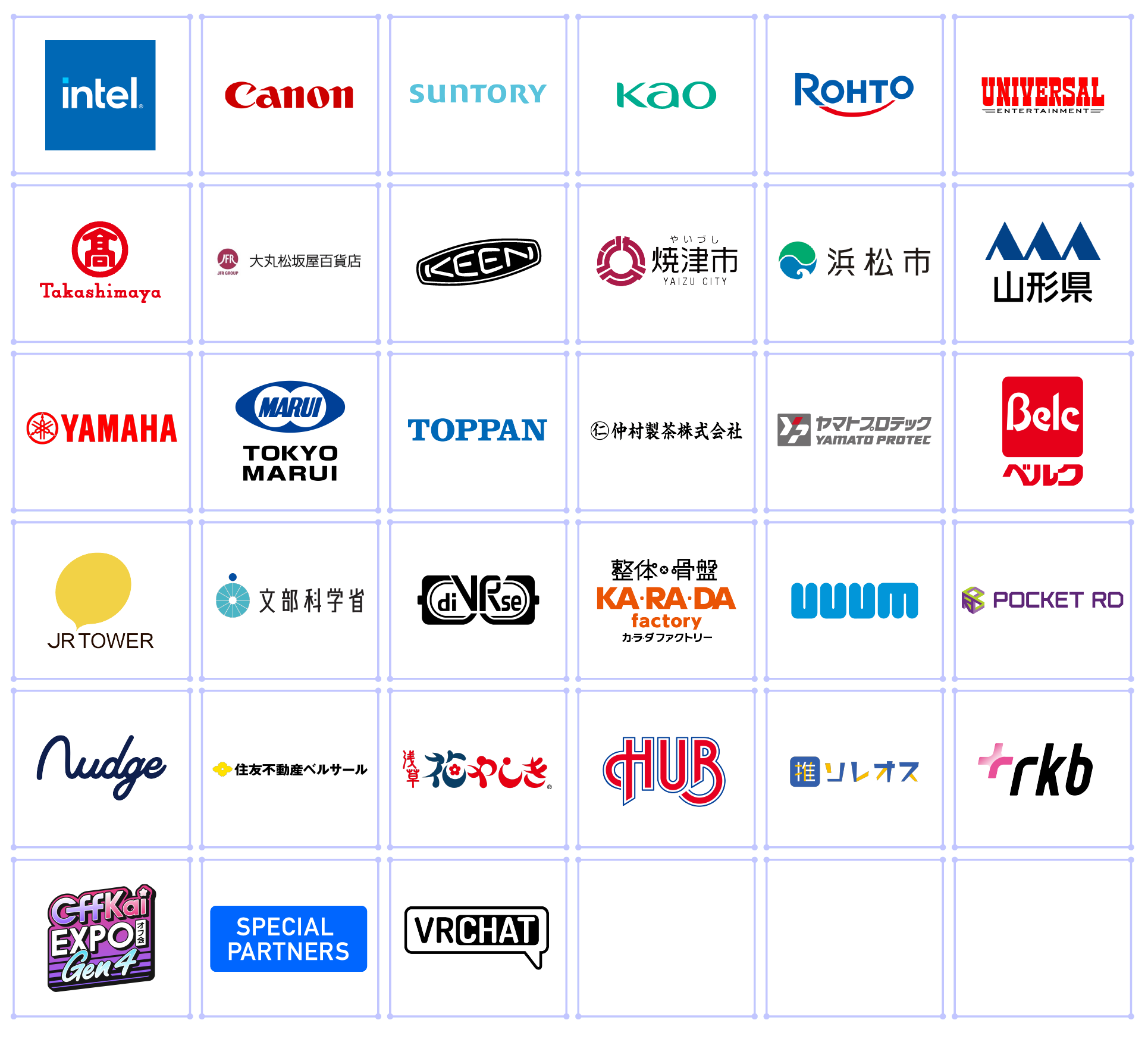 List of exhibiting partner corporations, IPs, and artists